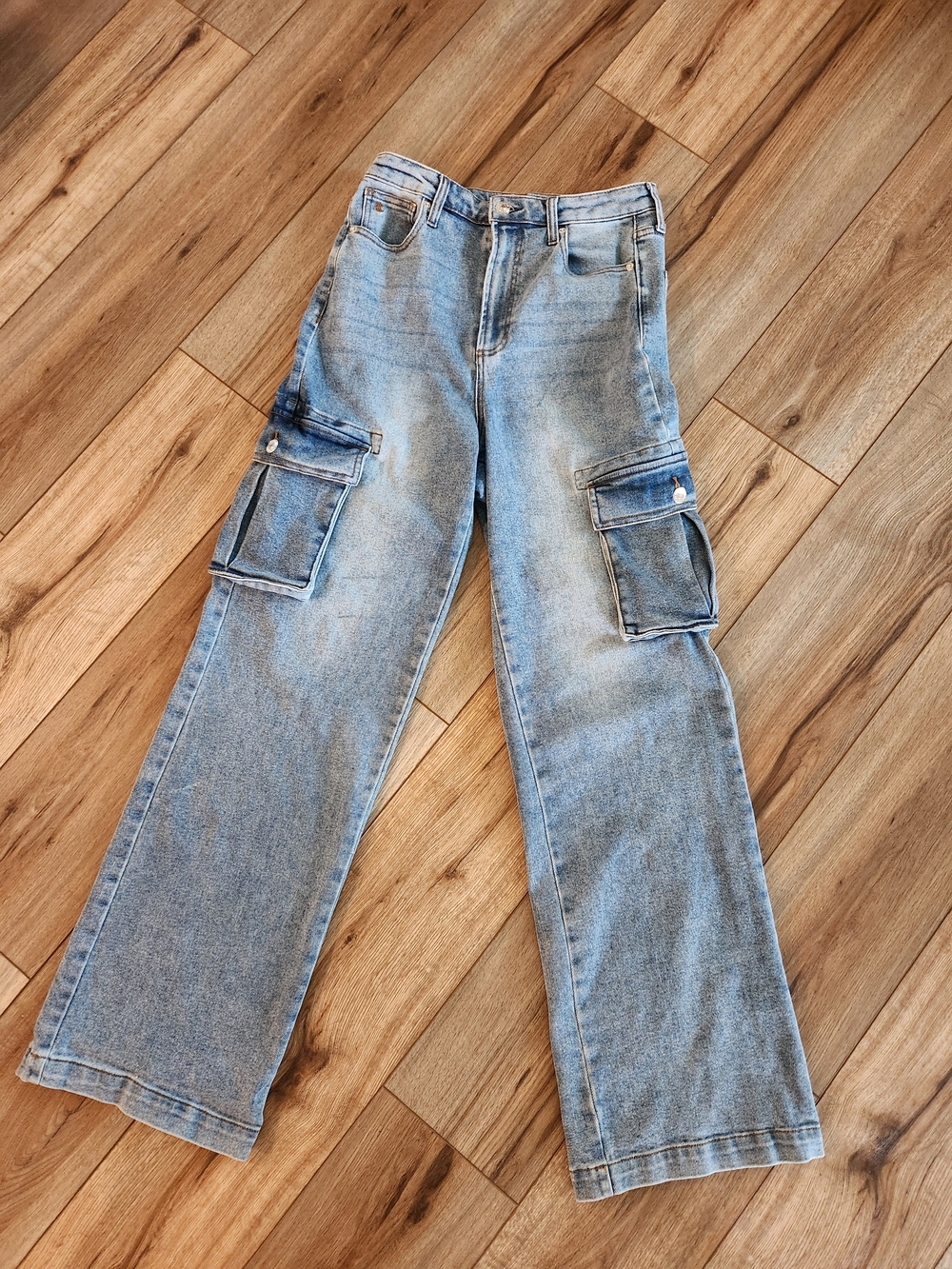 Juicy Couture Baggie Denim Cargo Jeans Juicy Back Logo Wide Leg Y2K Women 28x32 - Picture 3 of 9